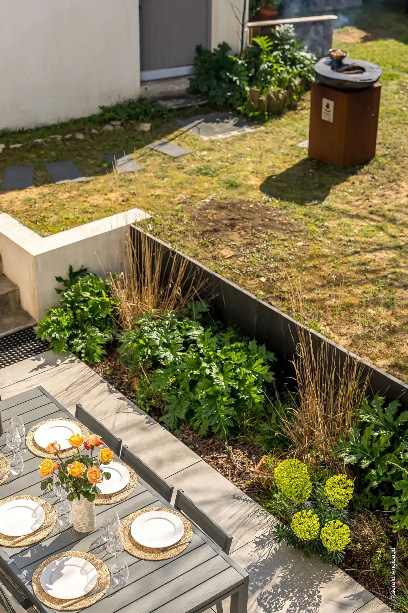 Vue aérienne du jardin